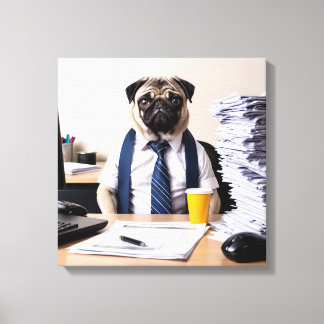 Overwhelmed Office Pug Canvastryck