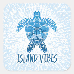 Övibes Tropical Sunset Sea Turtle Design Fyrkantigt Klistermärke