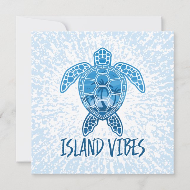 Övibes Tropical Sunset Sea Turtle Design Julkort (Framsida)