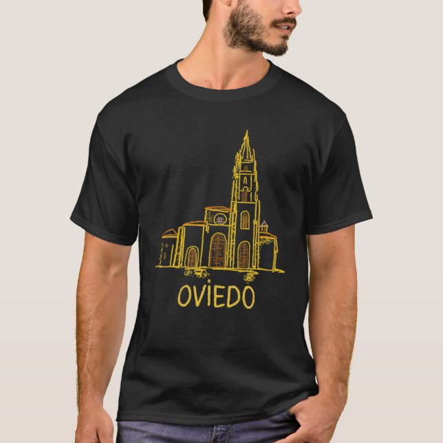 Oviedo Spain Unique Hand plockade Art Gift Manar W T Shirt (Framsida)