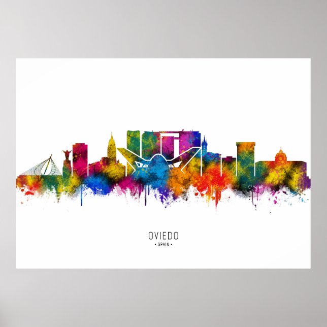 Oviedo Spanien Panorama Poster (Framsidan)