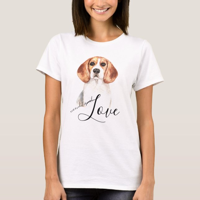 Ovillkorlig Kärlek Beagle Hund Porträtt T Shirt (Framsida)