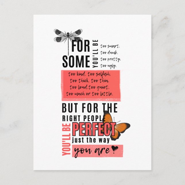 Ovillkorlig vänskap för kärlek och godkännande vykort (Framsida)