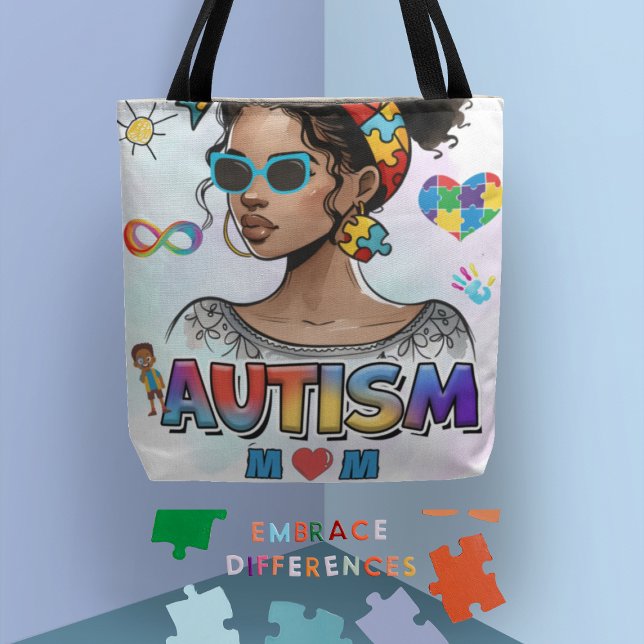 Ovillkorligt Kärlek - Instruktionstecken för utöka Tygkasse (Carry your essentials with pride in our "Autism Mom" Empowerment Illustration Tote Bag)