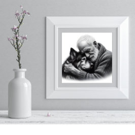 Ovillkorligt skuldsatt äldre man och Hund Fototryck