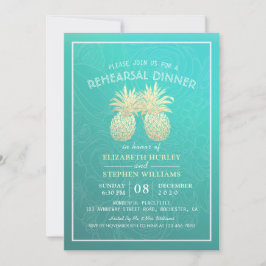 Övningsmiddag för bröllop Guld Pineapple Par Inbjudningar