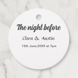 Övningsmiddag kvällen före enkel minimal m gåvor etiketter