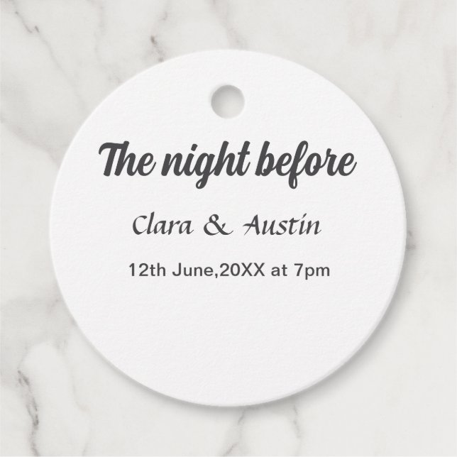 Övningsmiddag kvällen före enkel minimal m gåvor etiketter (Framsida)