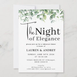 Övningsmiddagsinbjudan för 'The Night of Elegance' Inbjudningar
