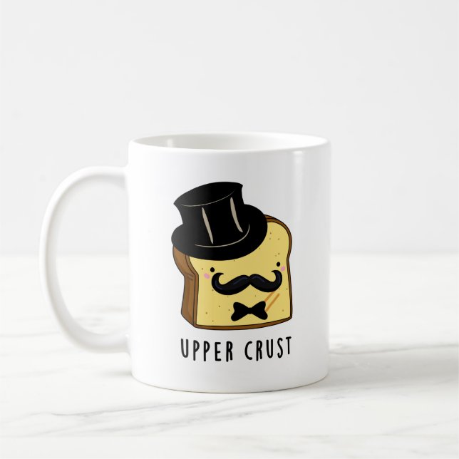 Övre Crust Funny Bread Pun Kaffemugg (Vänster)