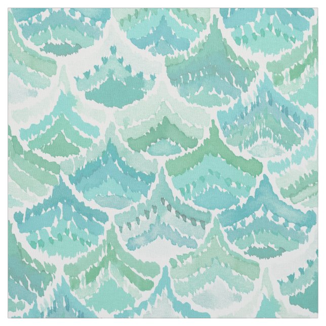 ÖVRE ECHELON Seafoam Grönt Scallop Print Fabric Tyg (Provkarta)