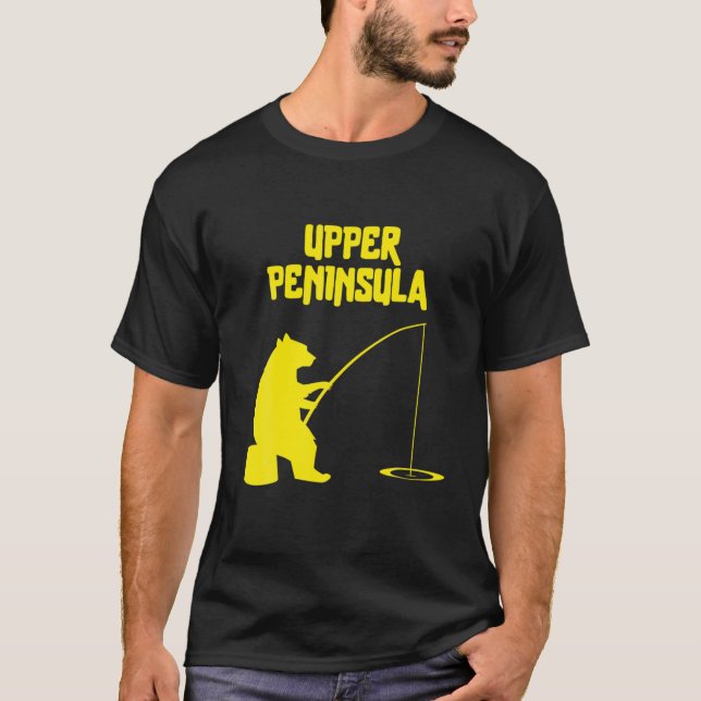 Övre Peninsula Bear Gift | Individarespridningsfis T Shirt (Framsida)