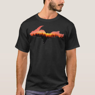Övre Peninsulan Michigan SUNSET Träd Yoopers 906 T Shirt