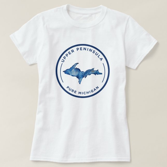 Övre Peninsulan Rure Michigan Watercolor T-Shirt (Design framsida)