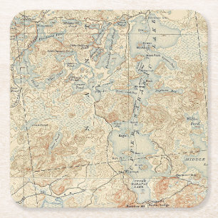 Övre Saranac Sjö-detalj från gammalt topografiskt Underlägg Papper Kvadrat