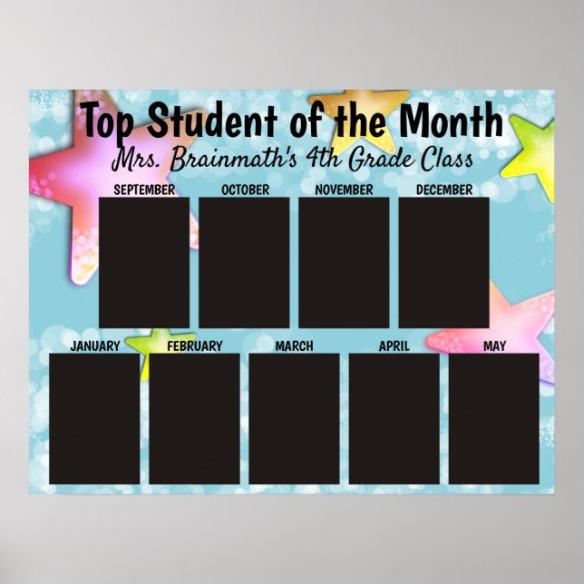 Övre student i månadsklassrumsfotovisningen poster (Framsidan)