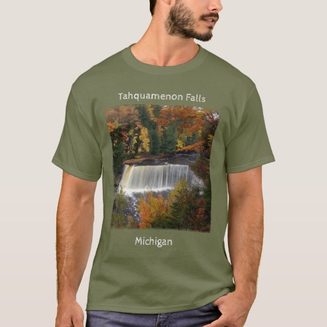 Övre Tahquamenon Falls faller skjortans vita bokst T Shirt (Framsida)