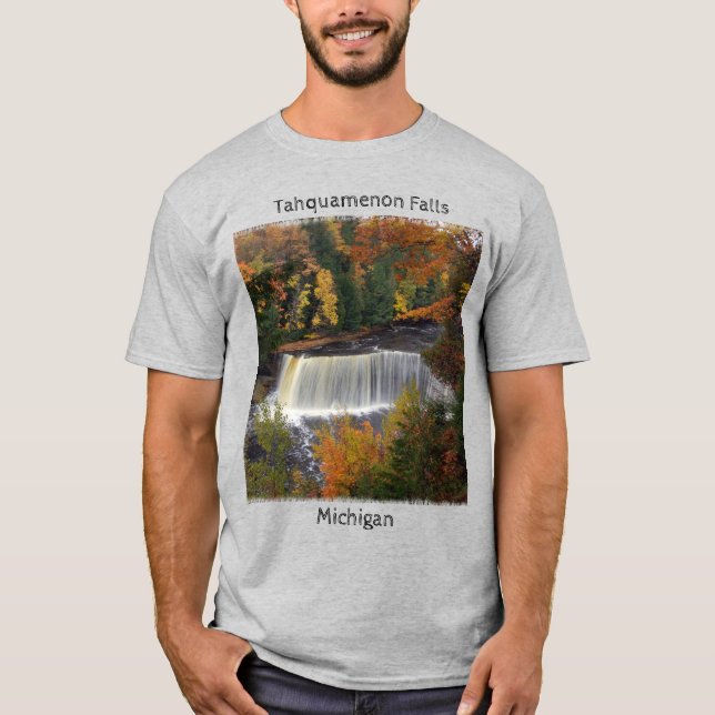 Övre Tahquamenon Falls sjunker svart text i skjort T Shirt (Framsida)