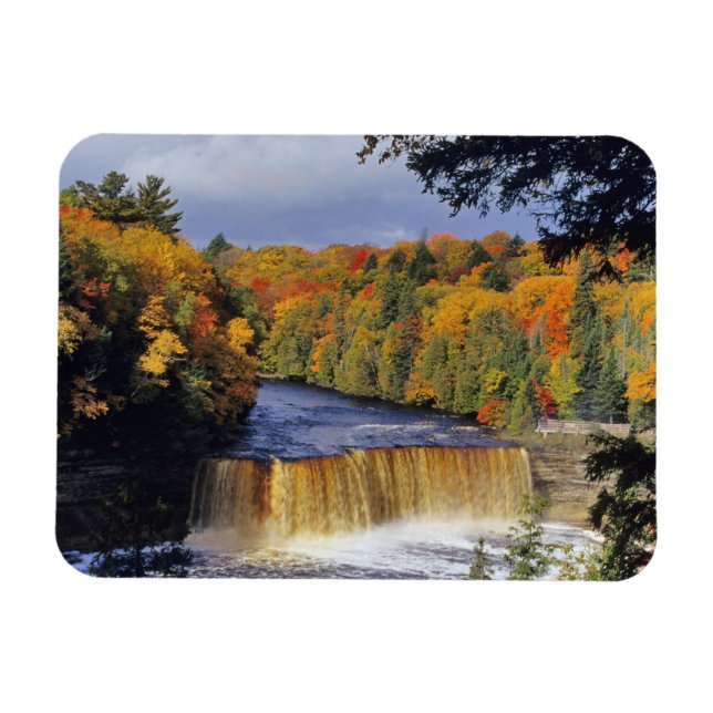 Övre Tahquamenonfallen i UP Michigan på hösten Magnet (Horisontell)
