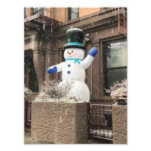Övre Väster Side Snögubbe New York NYC Snö Fototryck