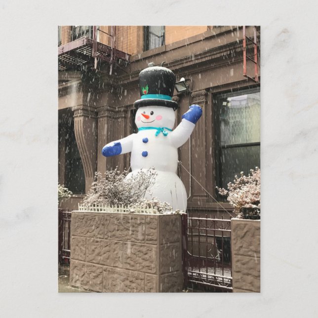 Övre Väster Side Snögubbe New York NYC Snö Vykort (Framsida)