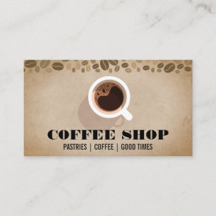 Övre vy för kaffe Kopp Bönor Visitkort