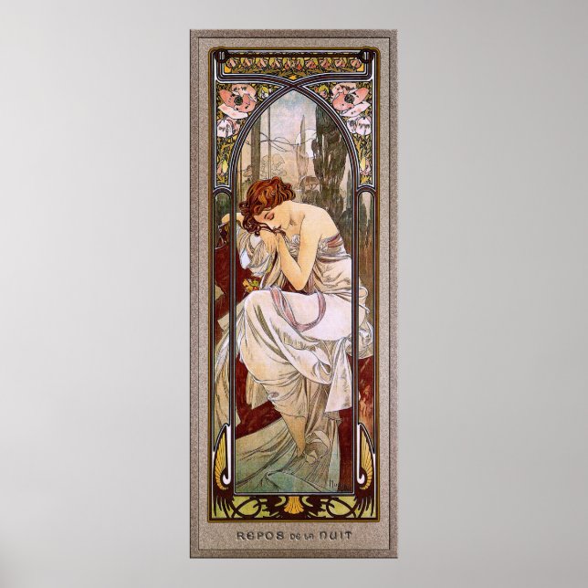 Övriga natten av Alphonse Mucha Poster (Framsidan)