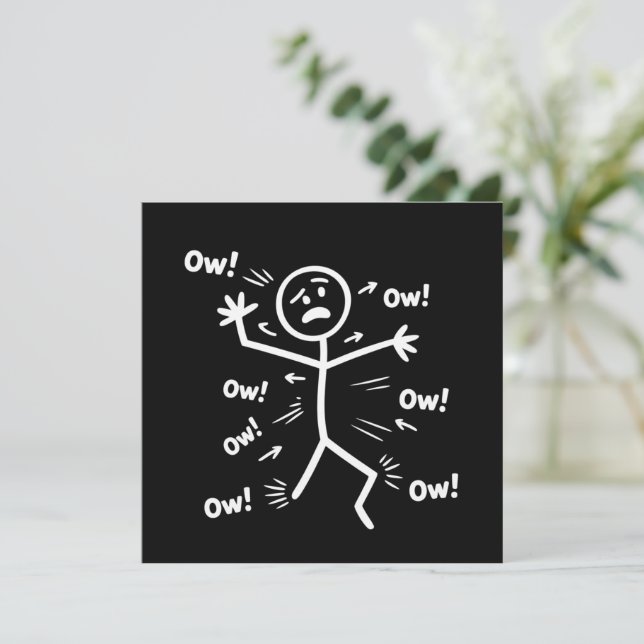Ow Ow Ow Comedy Stick Character Funny Chronic Pain Inbjudningar (Stående Fram)
