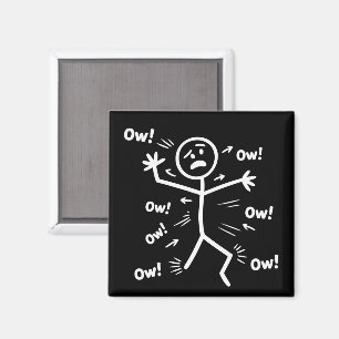 Ow Ow Ow Komedi Stickfigur Rolig Kronisk Smärta Magnet