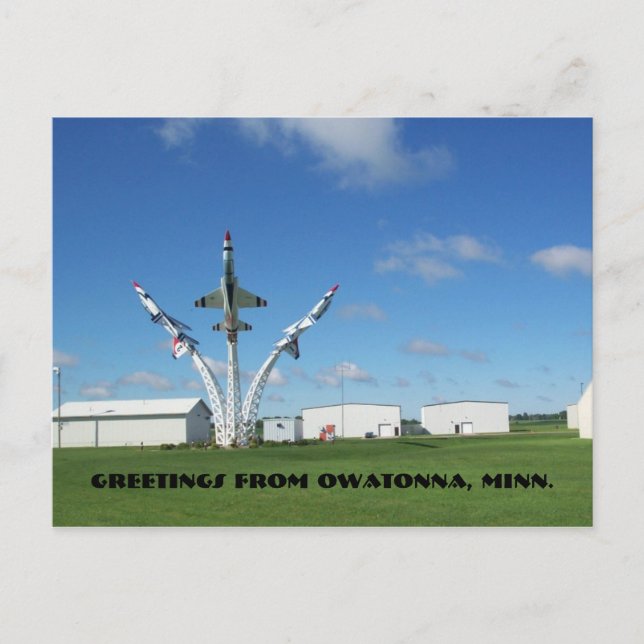 OWATONNA MINNESOTA MN FLYGPLAN AIRPLANE ART-vykort Vykort (Framsida)