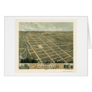 Owatonna panorama- karta för MN - 1870 Hälsningskort