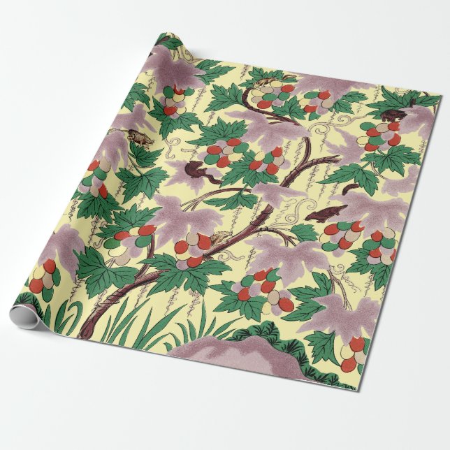 Owen Jones Chinoiserie Botanisk Musmönster Presentpapper (Utrullad)