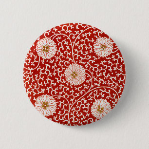 Owen Jones Kinesisk Ornament Röd Vit Blommig Knapp