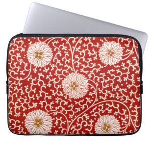 Owen Jones Kinesisk Ornament Röd Vit Blommig Laptop Fodral