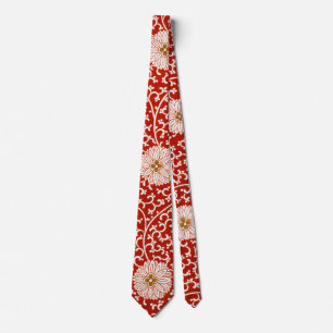 Owen Jones Kinesisk Ornament Röd Vit Blommig Slips
