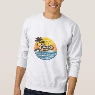 Owen Retro Solnedgång Namn Design Lång Ärmad Tröja