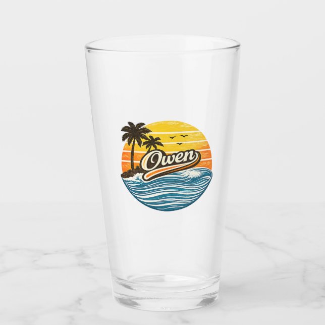 Owen Retro Sunset Name Design Glaskopp (Framsida)