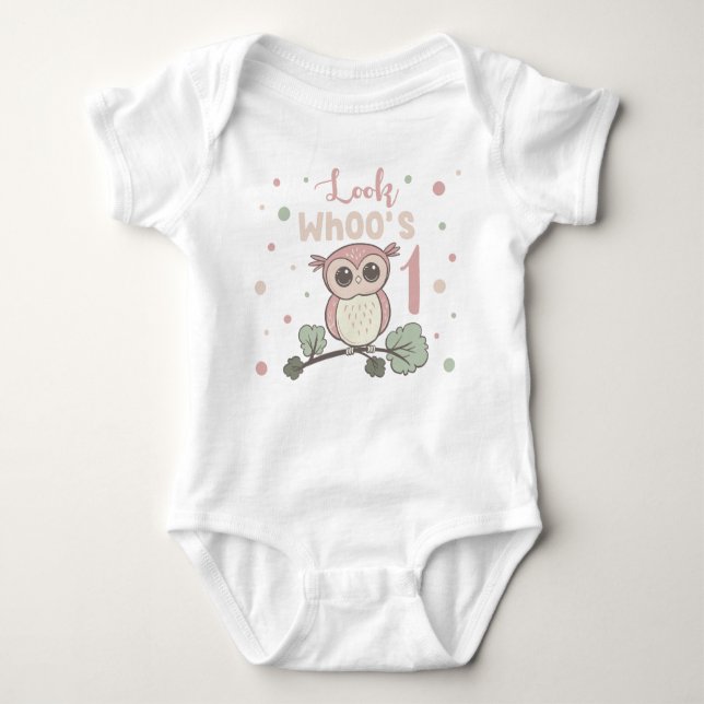 Owl 1st Birthday T Shirt (Framsida)