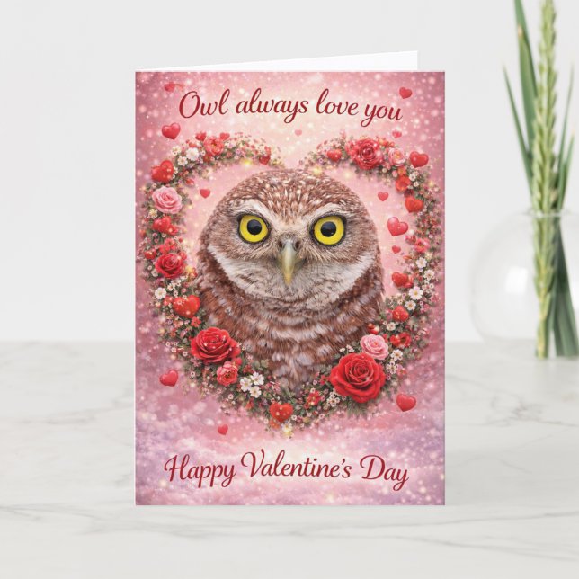 Owl Always Love You: Burrowing Owl Valentine’s Day Helgkort (Framsida)