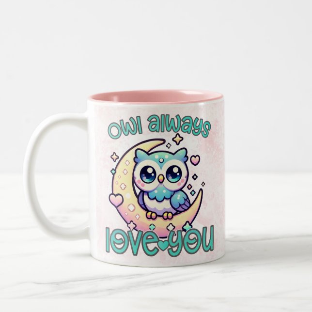 Owl always love you mug Två-Tonad mugg (Vänster)