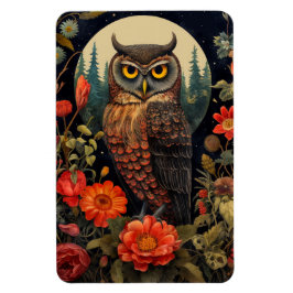 Owl at Night with a Full Moon Magnet