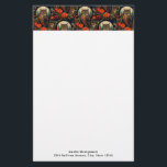 Owl at Night with a Full Moon Pattern Brevpapper<br><div class="desc">Stationery with a cool looking owl with a piercing stare. A full moon in the back with a garden of red flowers.</div>