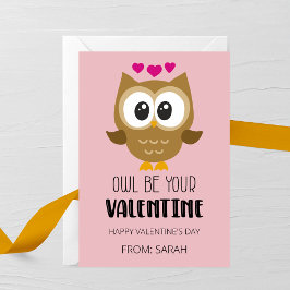 Owl Be Your Valentine Kids Valentine’s Day Card Anteckningskort