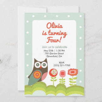 Owl Birthday Invitation for Kids  Inbjudningar