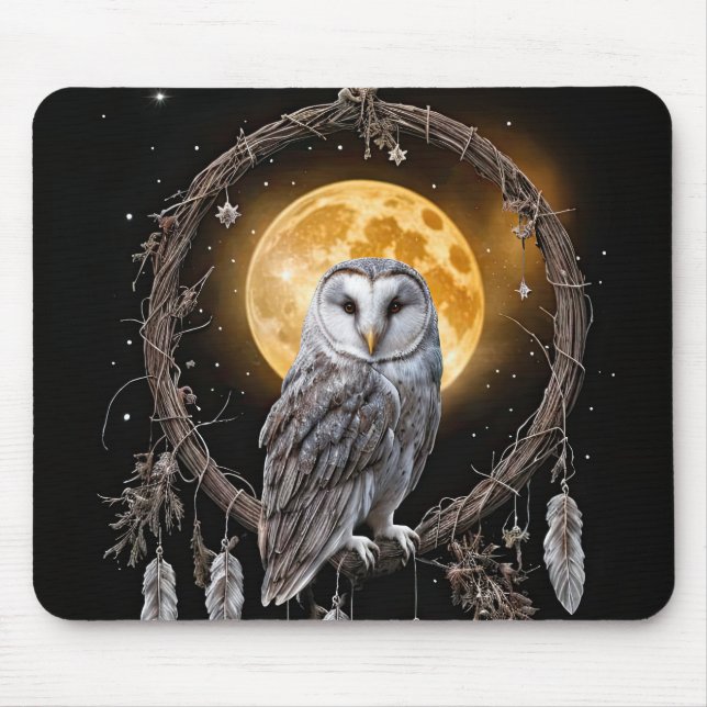 Owl Boho Dreamcatcher with Moon Mystical Musmatta (Framsidan)