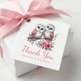 Owl Boho Rustic Country Woodland Wedding Thank You Gåvor Etiketter