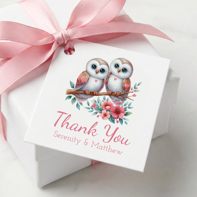 Owl Boho Rustic Country Woodland Wedding Thank You Gåvor Etiketter (Skapare uppladdad)