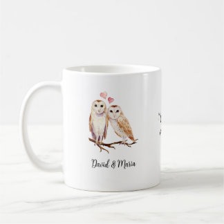 Owl Couple in Love Kaffemugg