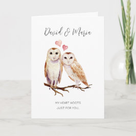 Owl Couple My Heart Hoots Anniversary Kort