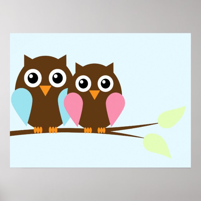 Owl couple on a branch poster (Framsidan)